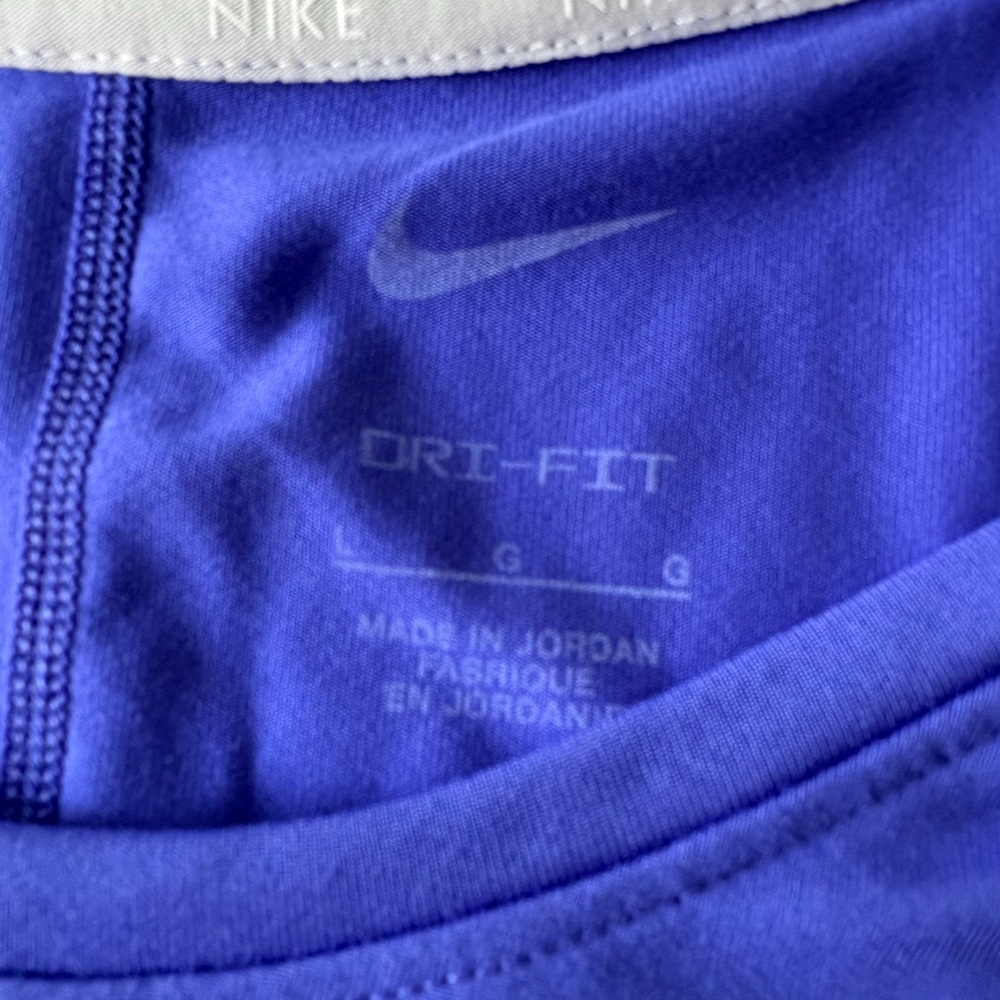 Nike Dri Fit Short Sleeve Round Neck Blue Shirt Women Large Activewear Workout - Picture 2 of 11